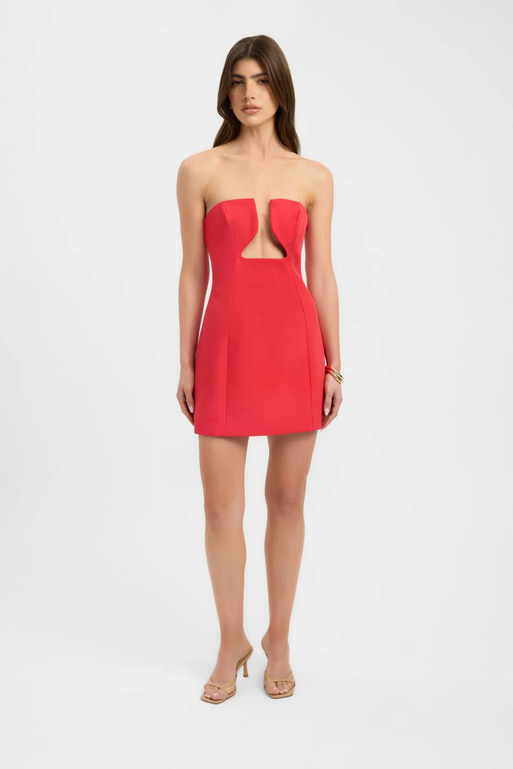 Red strapless mini dress with cutout detail — Kookai | Endless UAE