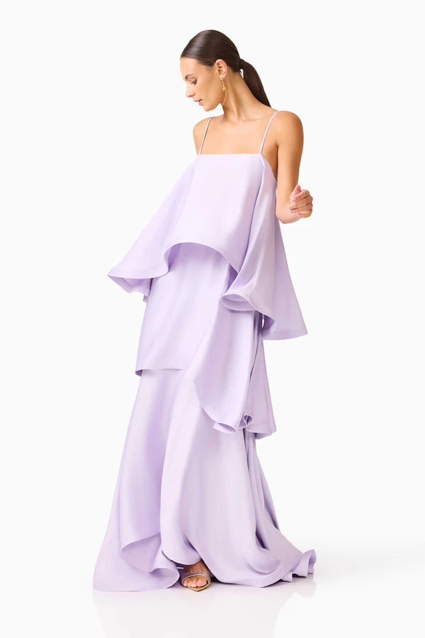 Lavender Tilly Tiered Dress with cascading ruffles and spaghetti straps — Elliatt | Endless UAE