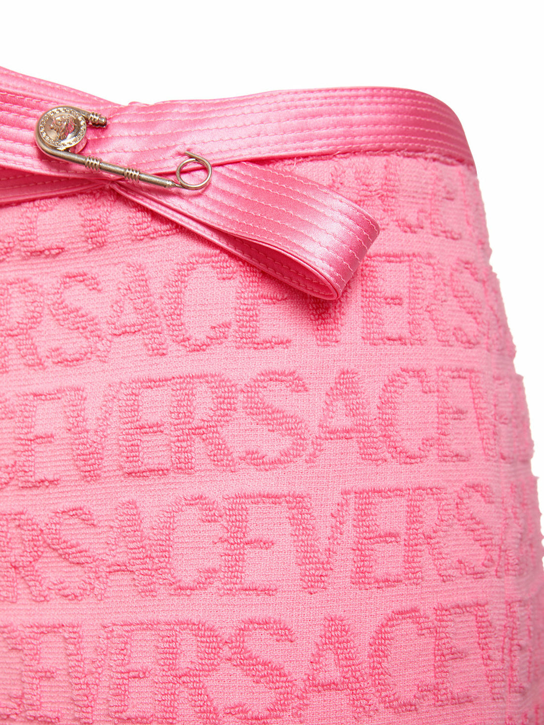 Pink quilted towelling co-ord set with gold hardware detail — Versace | Endless UAE