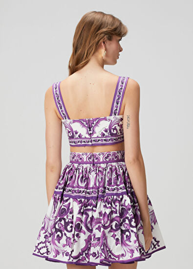 Majolica Purple Co-ord Set featuring matching crop top and skirt — Dolce & Gabbana | Endless UAE