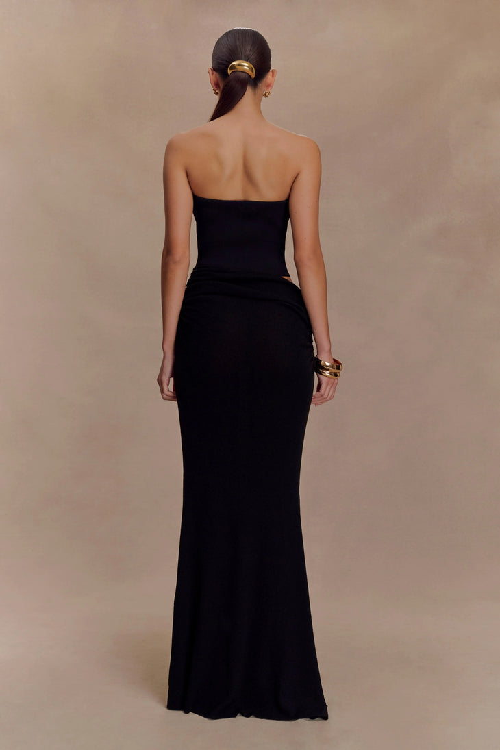 Black strapless knit maxi dress with cutout detail — Meshki | Endless UAE