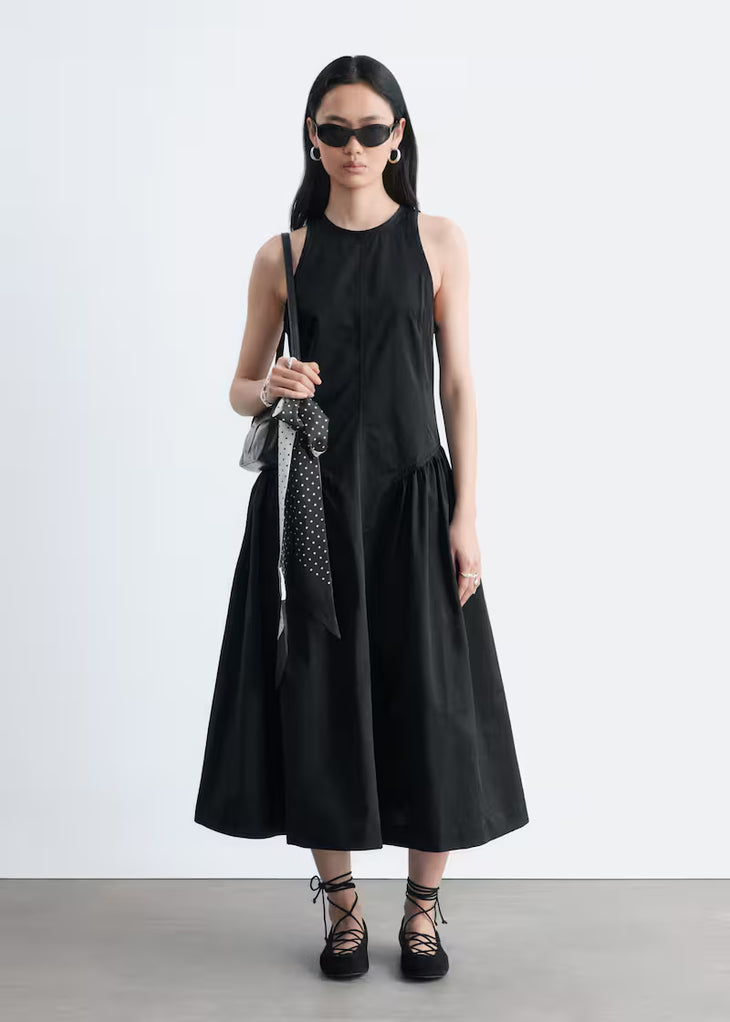 Black sleeveless flared midi dress with crew neck — & Other Stories | Endless UAE