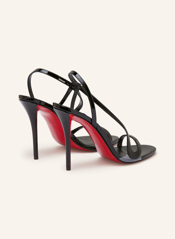 Black patent leather strappy sandal with red sole and thin heel — Christian Louboutin | Endless UAE