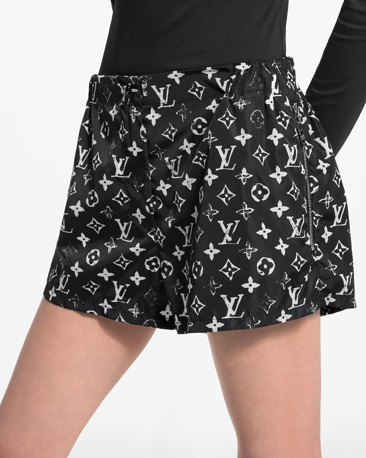 Black monogram shorts with LV stencil print — Louis Vuitton | Endless UAE