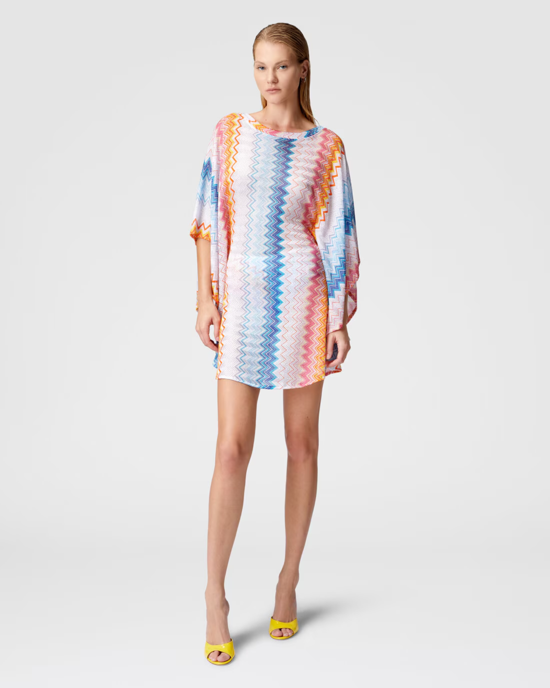 Zig Zag Lamé Viscose Kaftan in multicolor chevron pattern — Missoni | Endless UAE