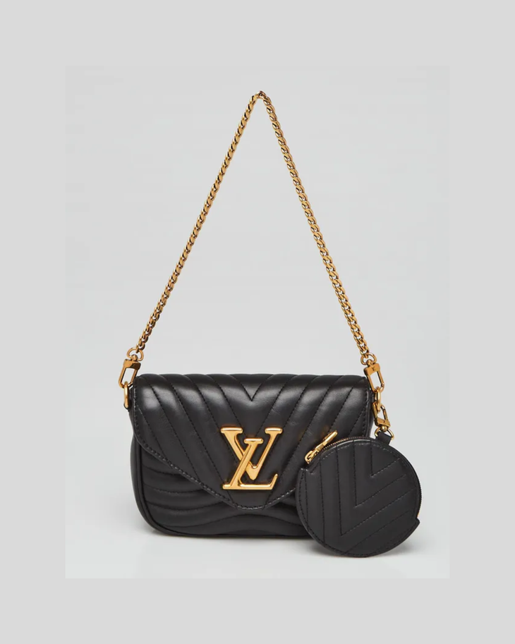 Black quilted LV New Wave Multi Pochette with gold hardware and adjustable strap — Louis Vuitton | Endless UAE