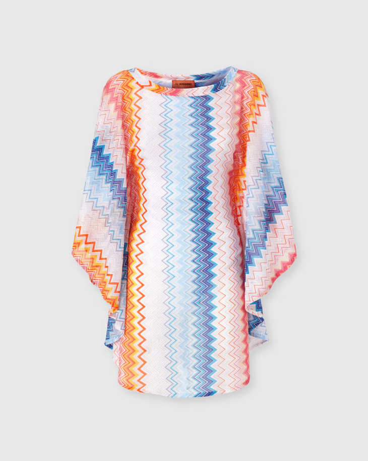 Zig Zag Lamé Viscose Kaftan in multicolor chevron pattern — Missoni | Endless UAE