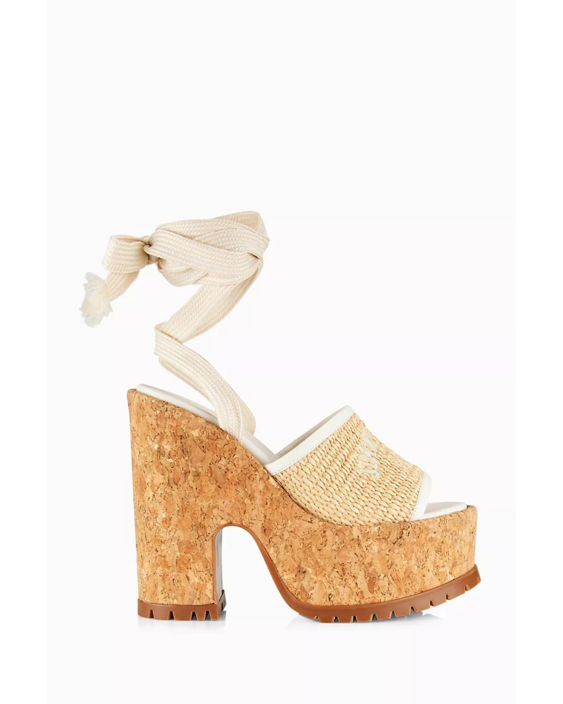 Gal 130 woven raffia platform sandals with cork heel and lug sole in cream — Jimmy Choo | Endless UAE