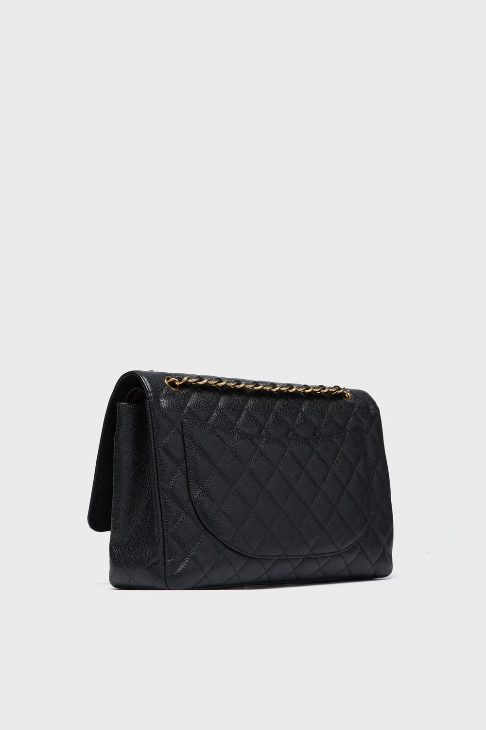 Black quilted leather maxi double flap shoulder bag with gold chain strap — Chanel | Endless UAE