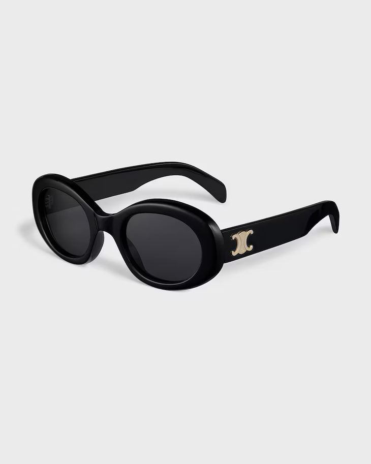 Black acetate Triomphe 01 sunglasses with gold-toned hardware — Celine | Endless UAE