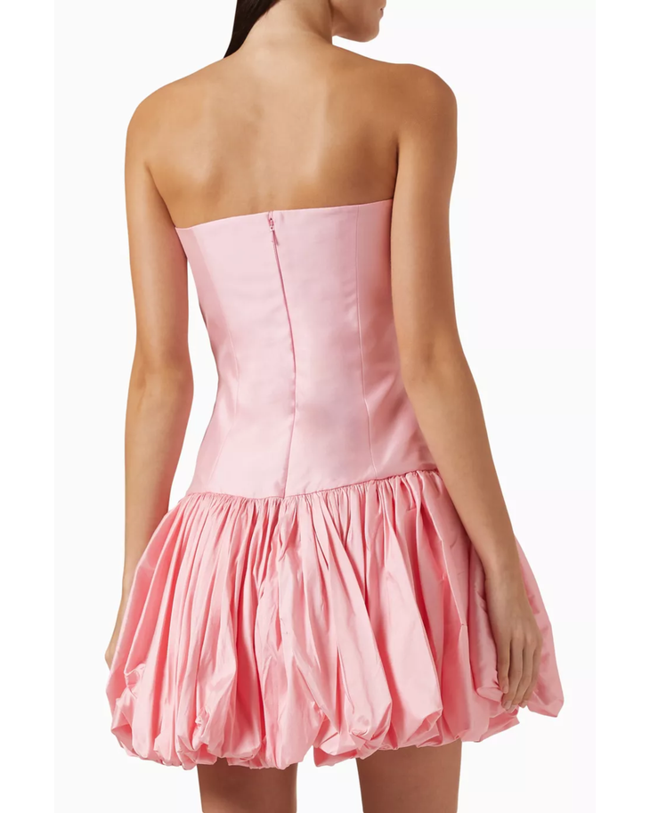 Pink strapless mini dress with cutout detail and balloon skirt — Autonomie | Endless UAE
