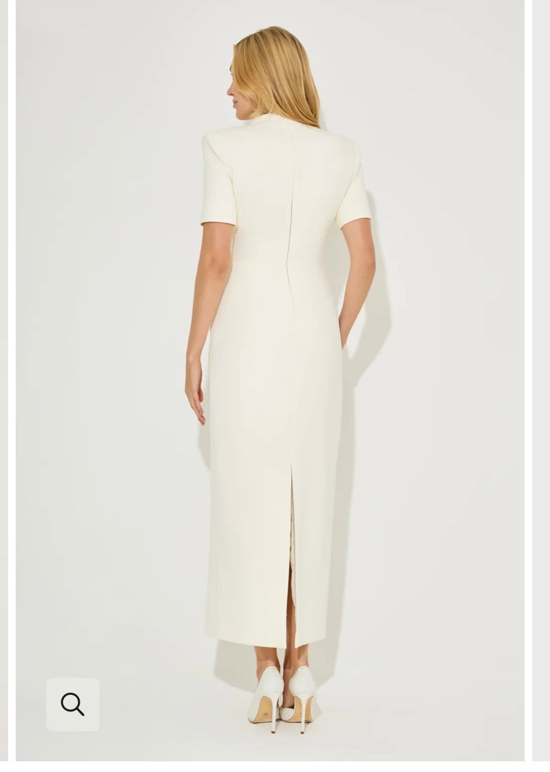 Cream cotton mix button midi dress with short sleeves and back slit — Odd Muse | Endless UAE