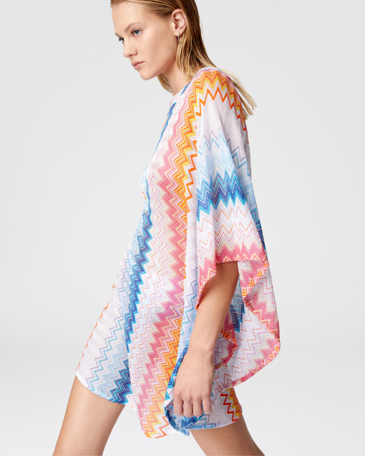 Zig Zag Lamé Viscose Kaftan in multicolor chevron pattern — Missoni | Endless UAE