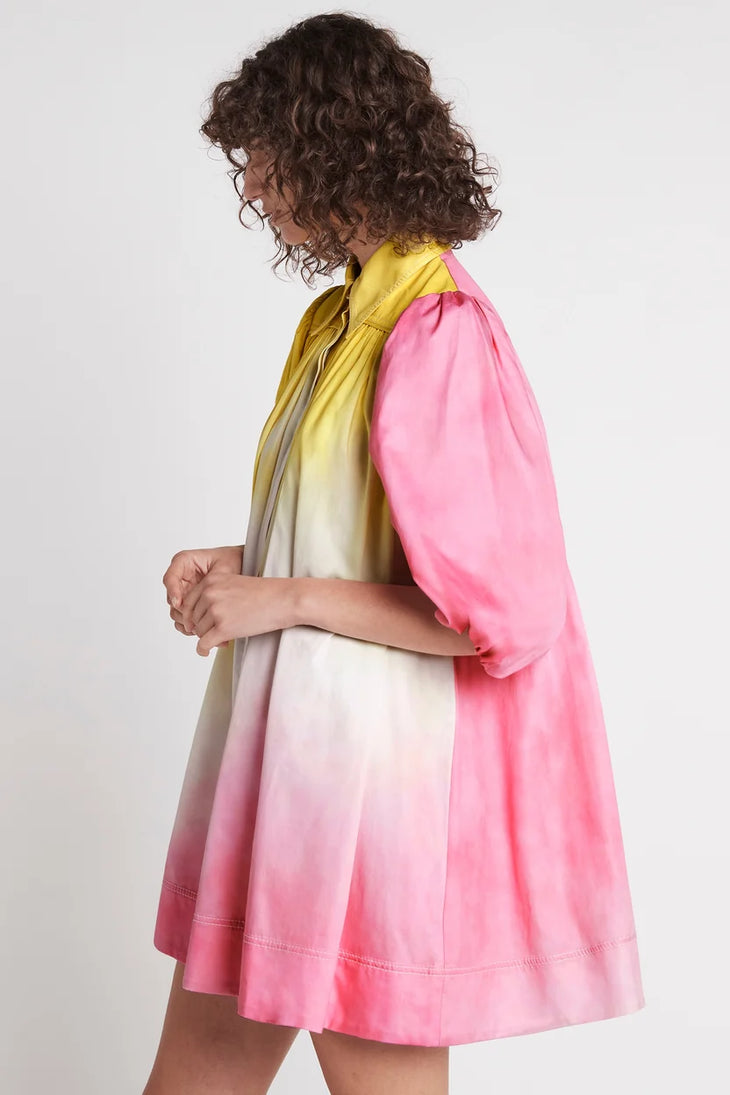 Cloud Burst Smock Mini Dress in yellow and pink ombre — Aje | Endless UAE