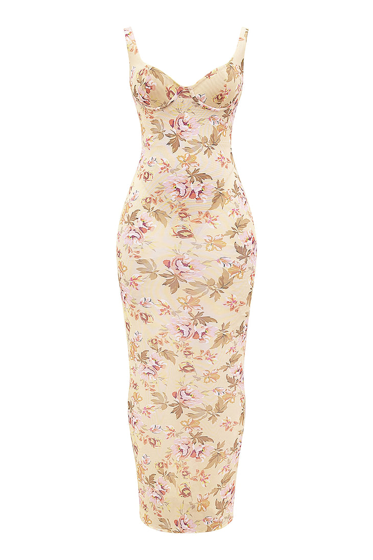 Robina Honeyflower Print Maxi Dress in cream floral — House of CB | Endless UAE