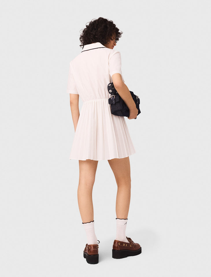 Short Sleeve Shirt Dress in pale pink with pleated skirt — Maje | Endless UAE