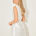 White satin mini dress with button front and structured collar — Odd Muse | Endless UAE
