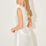 White satin mini dress with button front and structured collar — Odd Muse | Endless UAE