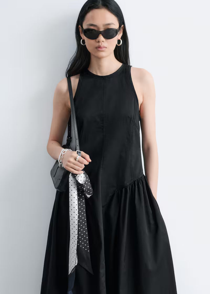 Black sleeveless flared midi dress with crew neck — & Other Stories | Endless UAE