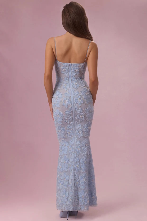 Valora Embellished Square Neck Maxi Dress in periwinkle blue — Oh Polly | Endless UAE