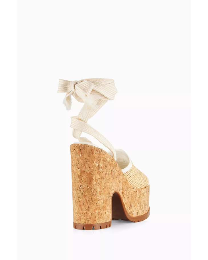 Gal 130 woven raffia platform sandals with cork heel and lug sole in cream — Jimmy Choo | Endless UAE