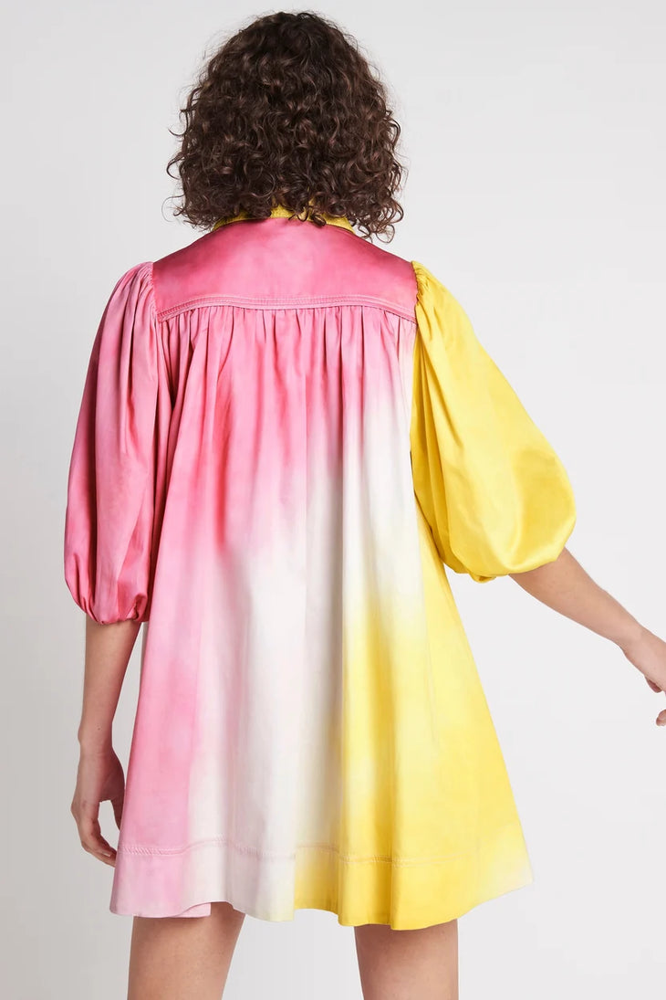 Cloud Burst Smock Mini Dress in yellow and pink ombre — Aje | Endless UAE