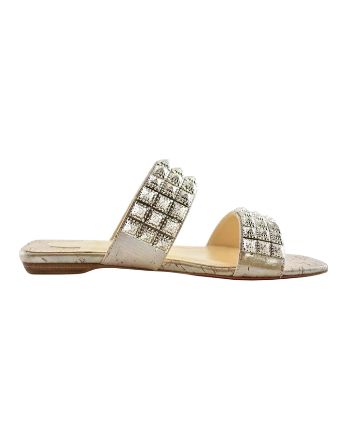 Myriadiam Flat Embellished Sandals in cream with crystal detailing — Christian Louboutin | Endless UAE