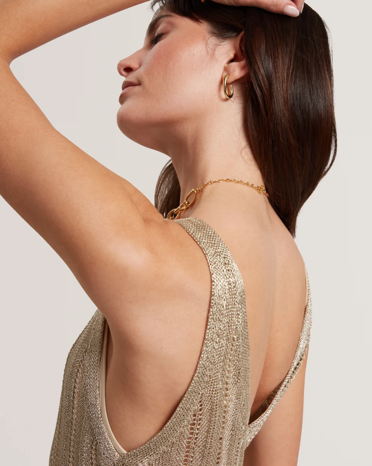 Beige ribbed knit sleeveless midi dress with V-neckline — Ted Baker | Endless UAE