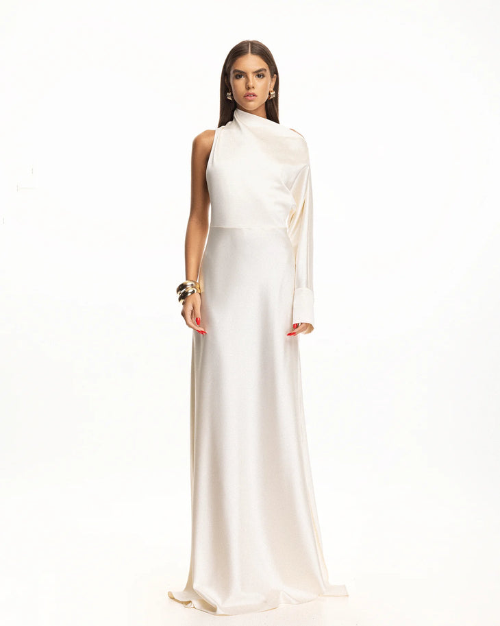 Cannes Pearl Dress in cream with open back and flowing train — Matters World | Endless UAE