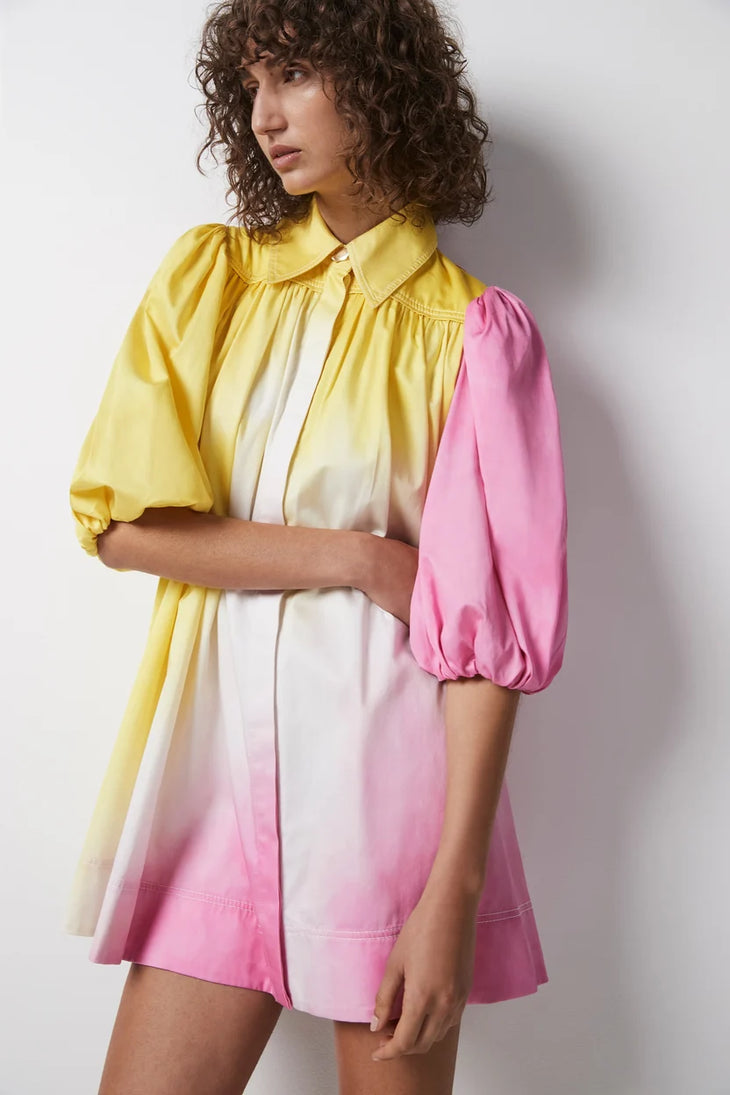 Cloud Burst Smock Mini Dress in yellow and pink ombre — Aje | Endless UAE