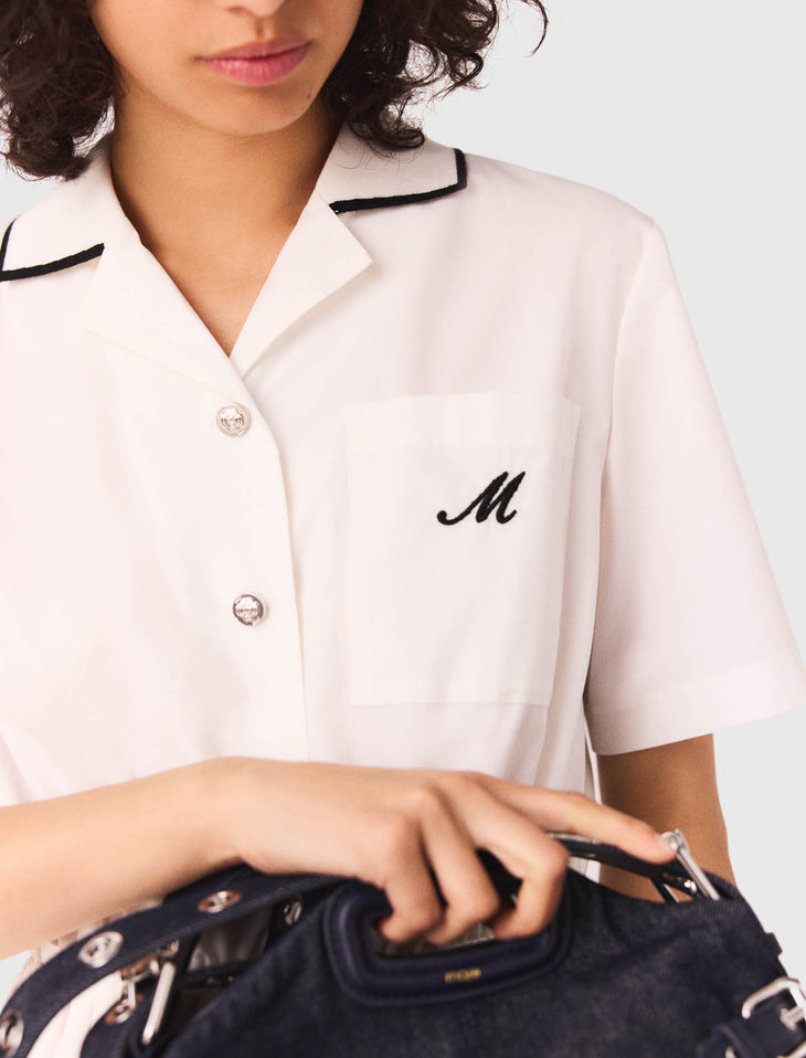 Short Sleeve Shirt Dress in pale pink with pleated skirt — Maje | Endless UAE