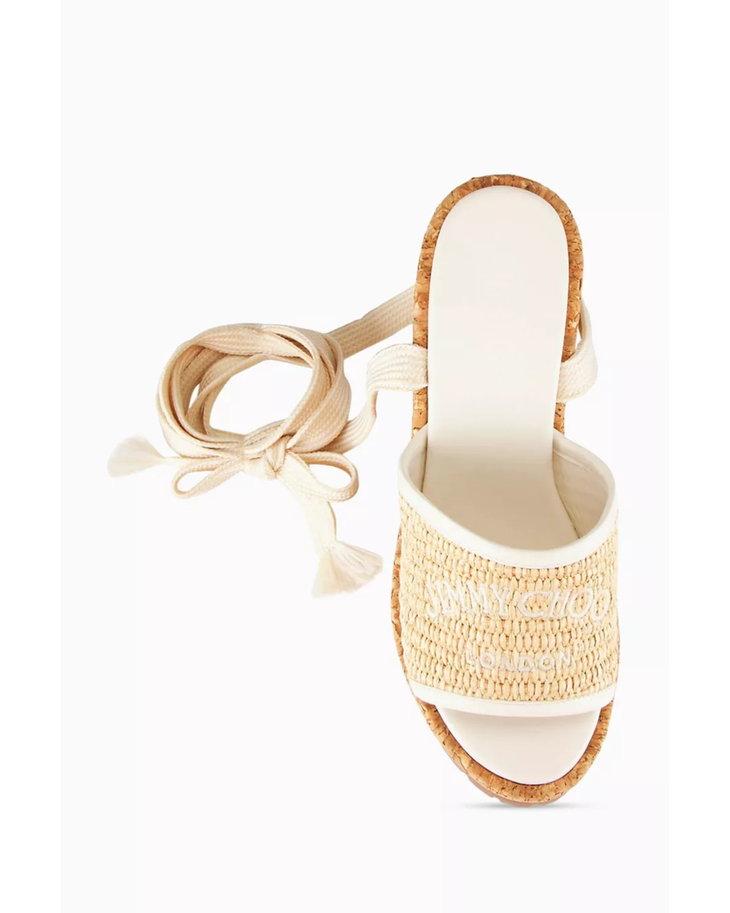 Gal 130 woven raffia platform sandals with cork heel and lug sole in cream — Jimmy Choo | Endless UAE