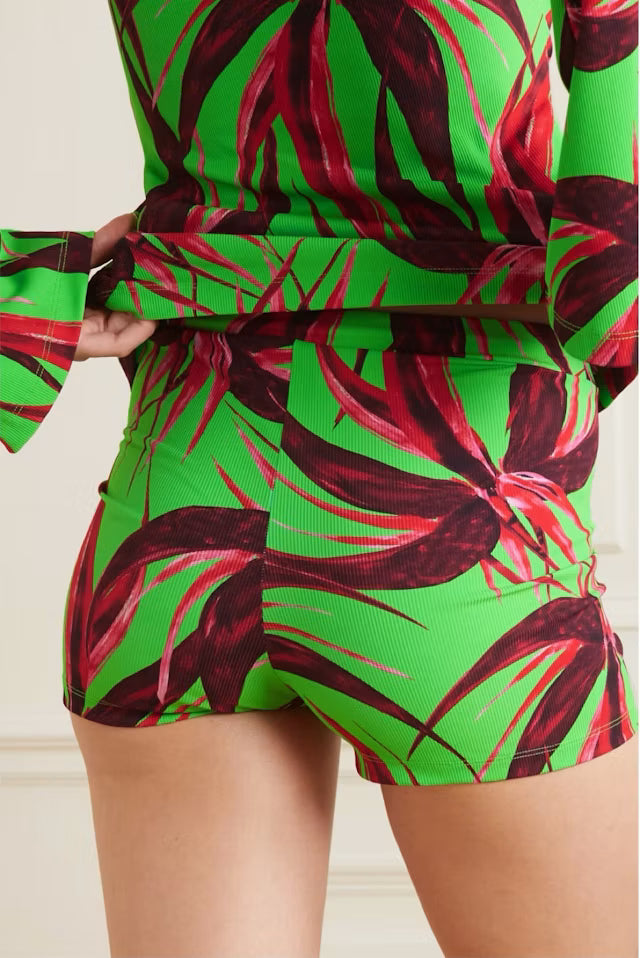 Vibrant green and red floral blazer and shorts co-ord set — Louisa Ballou | Endless UAE