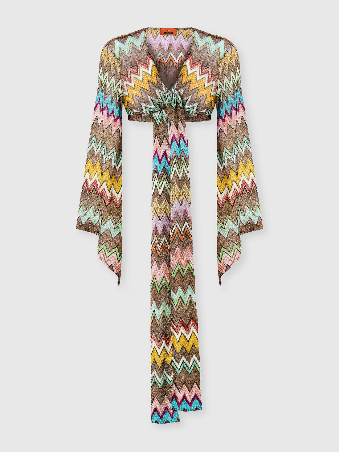 Missoni multicolored zigzag knit wrap top with long sleeves — Missoni | Endless UAE