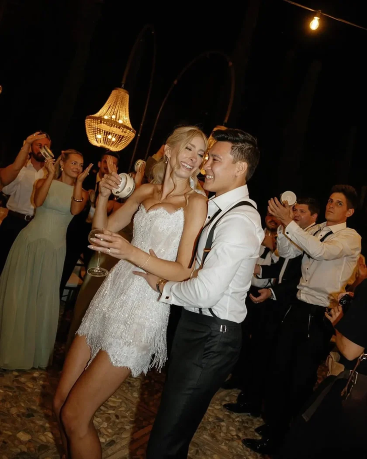 The Monaco Mini white beaded fringe dress on woman at formal event — Kiyoko Handmade | Endless UAE