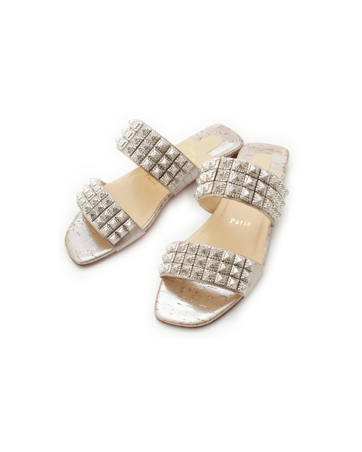 Myriadiam Flat Embellished Sandals in cream with crystal detailing — Christian Louboutin | Endless UAE
