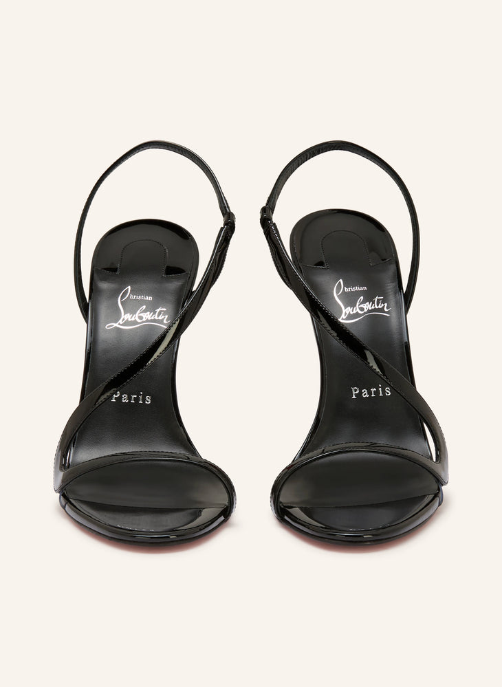 Black patent leather strappy sandal with red sole and thin heel — Christian Louboutin | Endless UAE