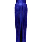 Royal blue pleated strapless maxi gown with cutout detail — Maria Lucia Hohan | Endless UAE