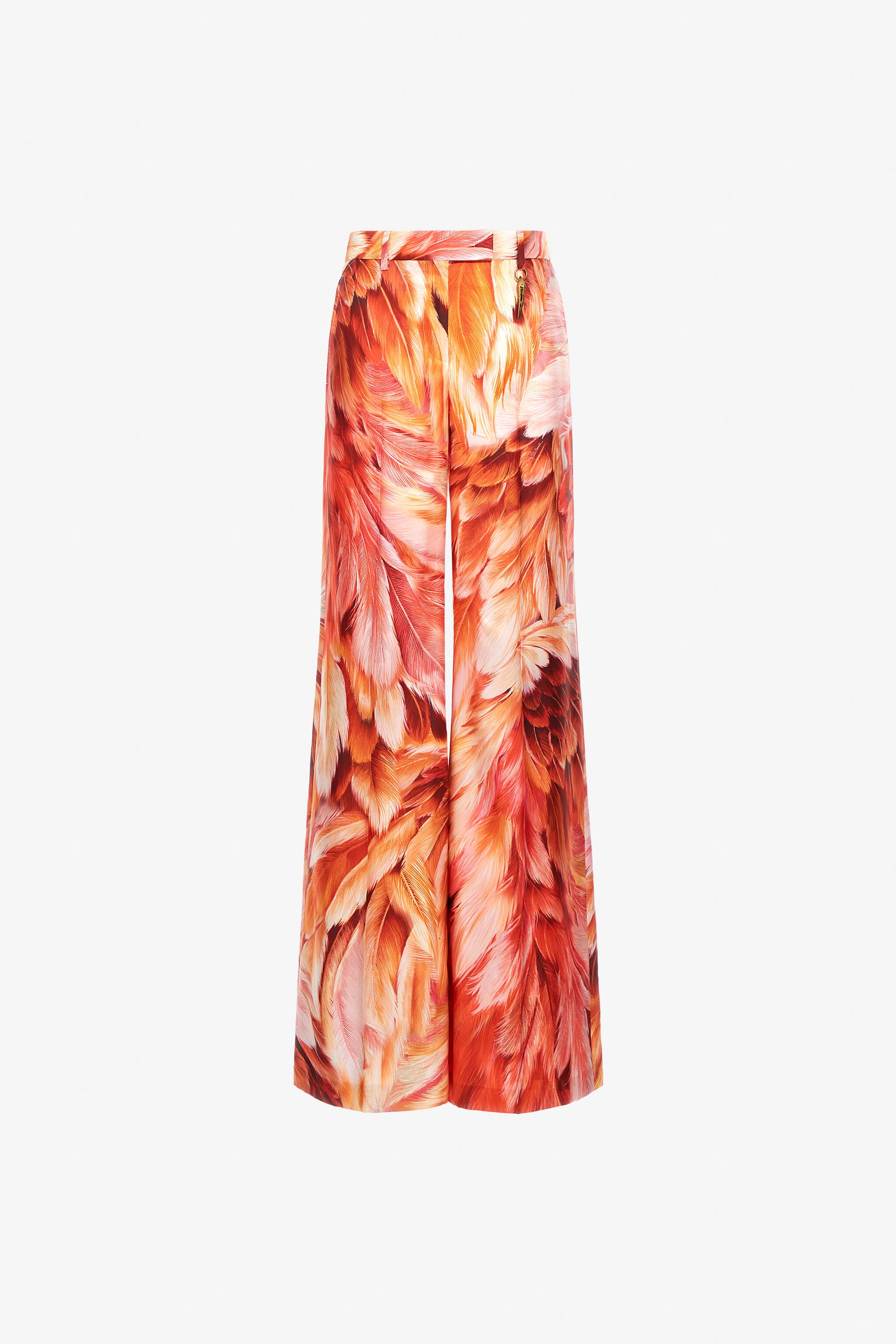Plumage Silk Set in vibrant red and orange feather print — Roberto cavalli | Endless UAE