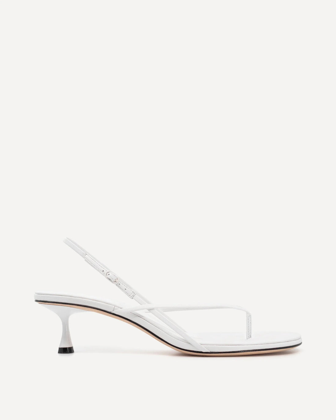 White leather slingback heel with curved wishbone design and sculpted kitten heel — Studio Amelia | Endless UAE