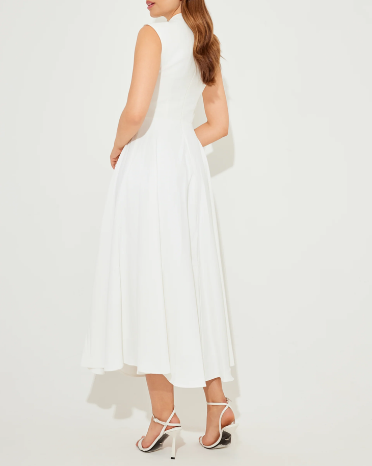 White sleeveless high neck midi dress with flowing skirt — & Other Stories | Endless UAE