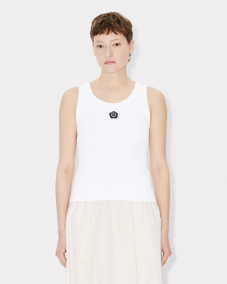 White sleeveless tank top with embroidered details, back view — Kenzo | Endless UAE