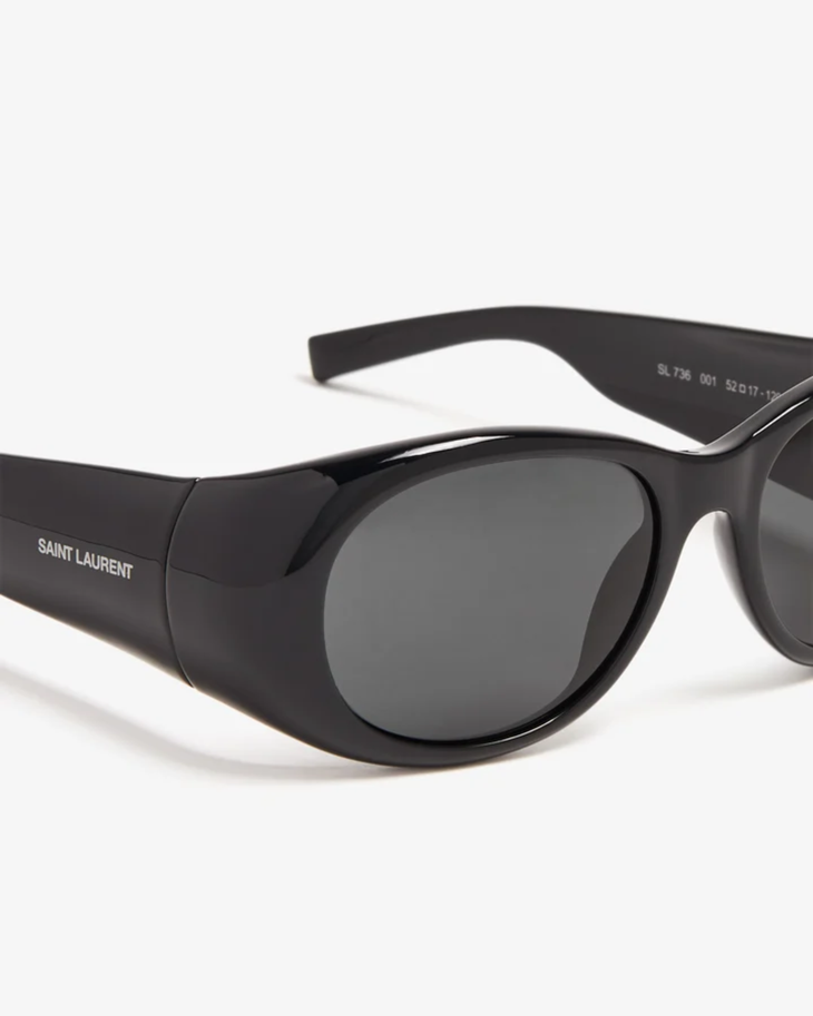 Black oval SL 736 sunglasses with dark lenses — Yves Saint Laurent | Endless UAE