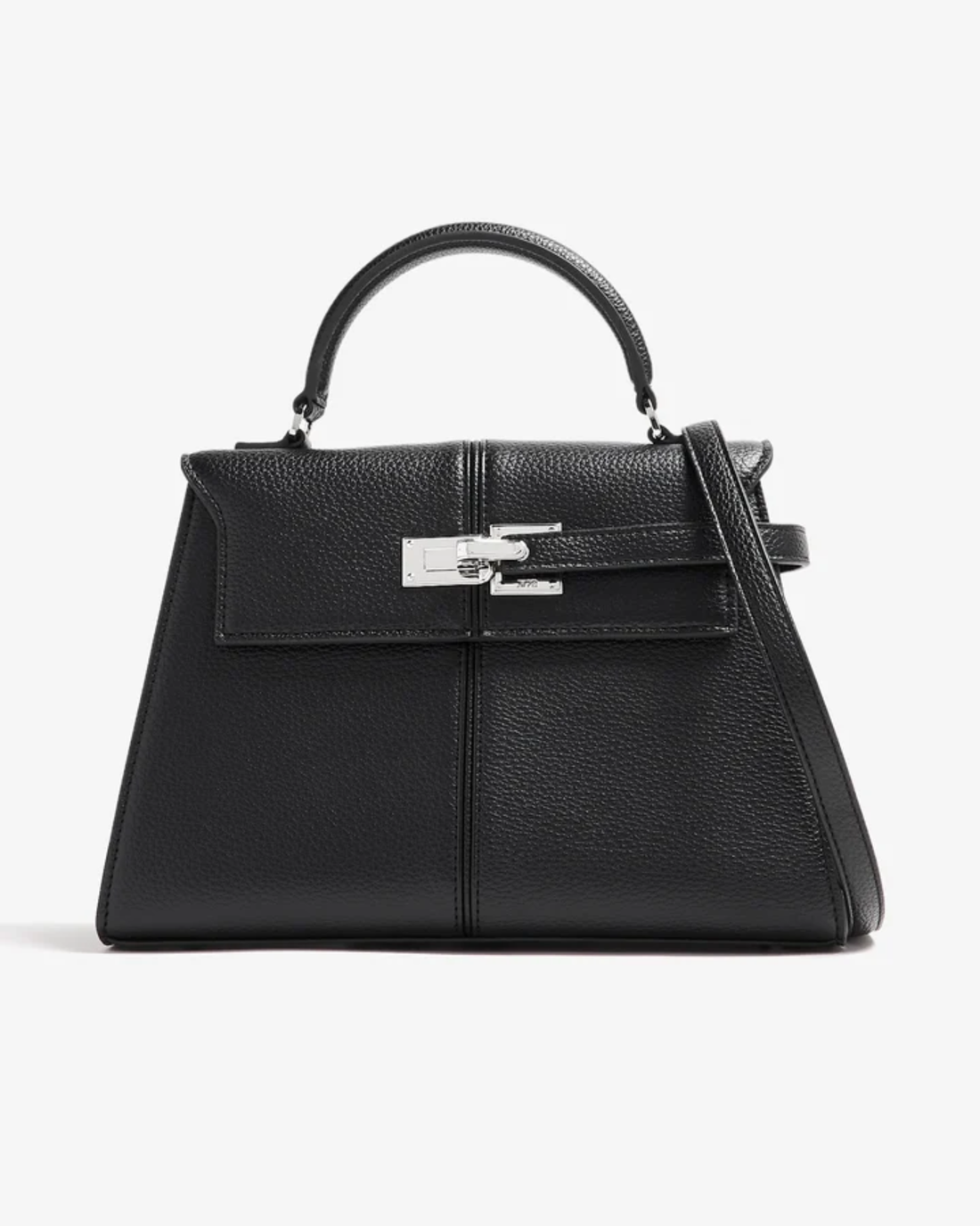 Black pebbled leather top handle bag with structured silhouette — Jw Pei | Endless UAE