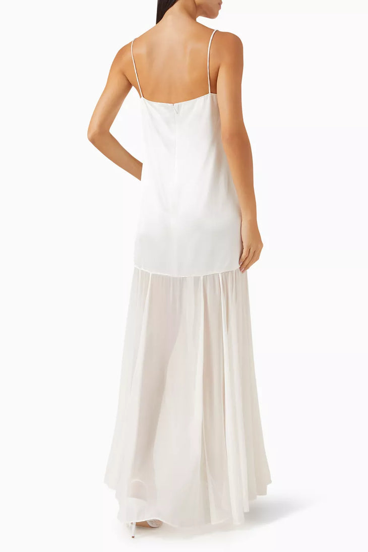 White camisole maxi dress with pleated skirt and thin straps — Shona Joy | Endless UAE