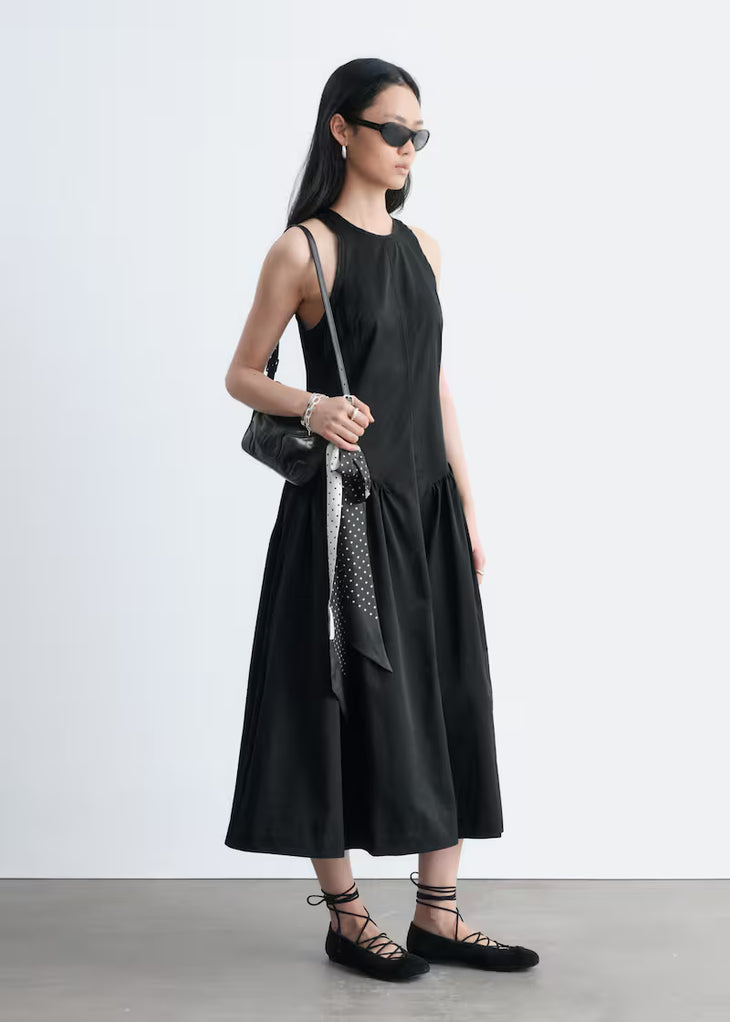 Black sleeveless flared midi dress with crew neck — & Other Stories | Endless UAE