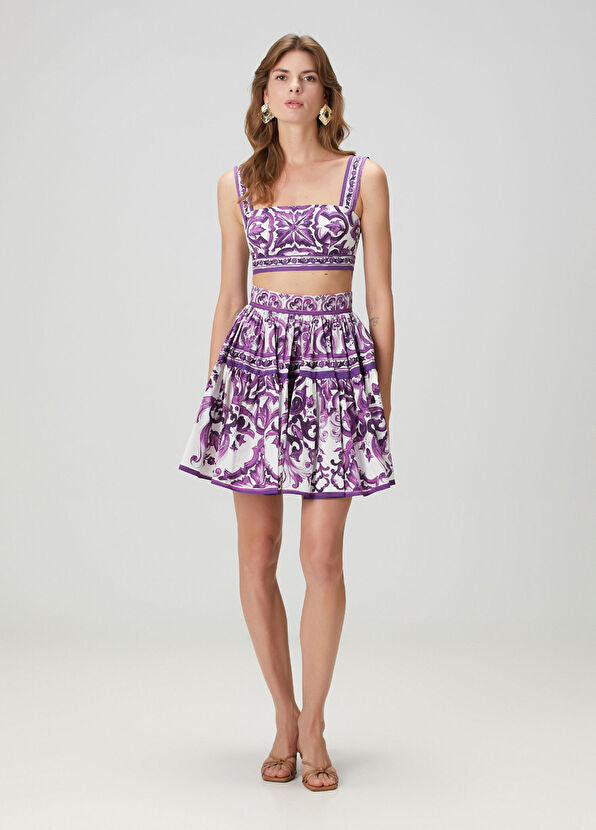 Majolica Purple Co-ord Set featuring matching crop top and skirt — Dolce & Gabbana | Endless UAE