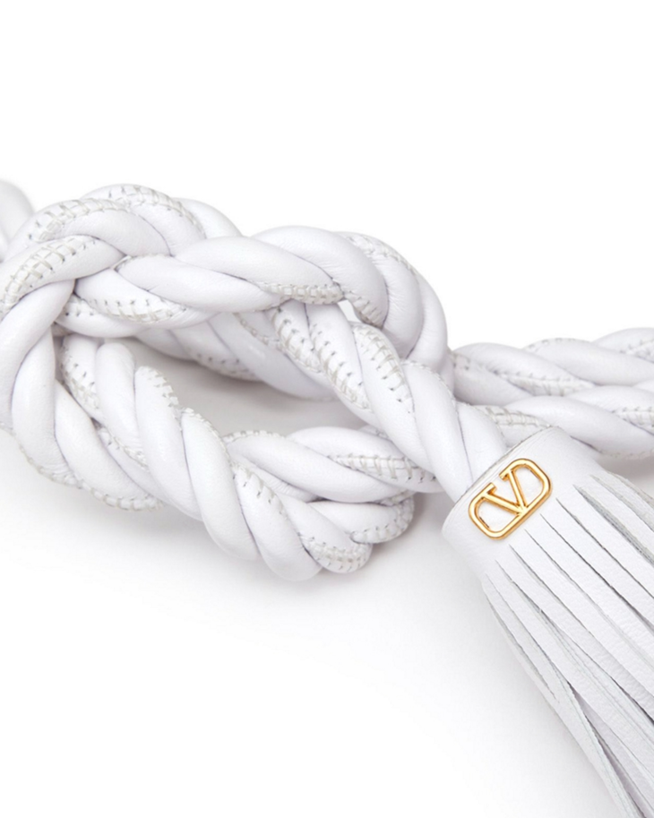 White twisted rope nappa leather belt with tassel ends — Valentino Garavani | Endless UAE