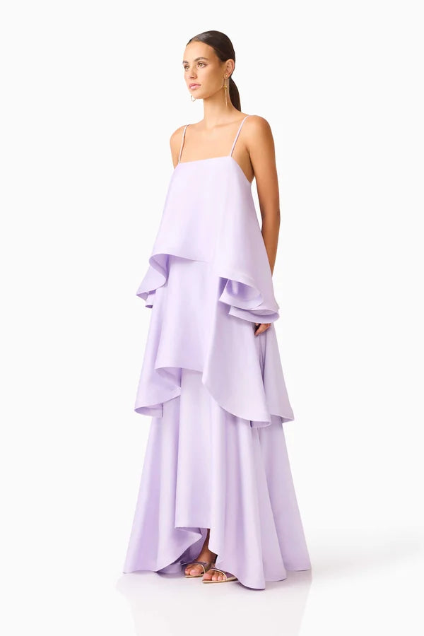Lavender Tilly Tiered Dress with cascading ruffles and spaghetti straps — Elliatt | Endless UAE