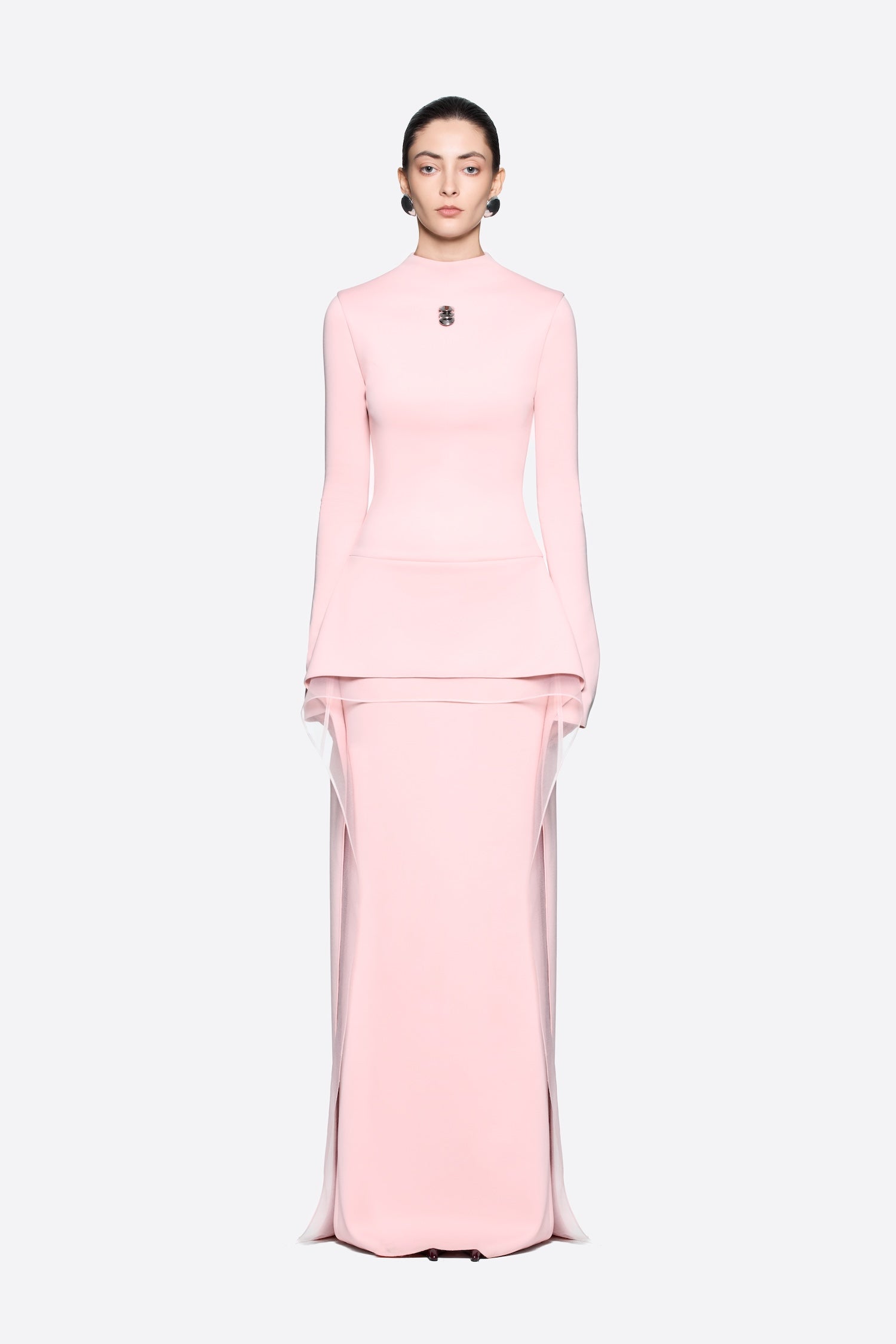 Stari Dress in pink with long sleeves and layered skirt — Chats by c.dam | Endless UAE